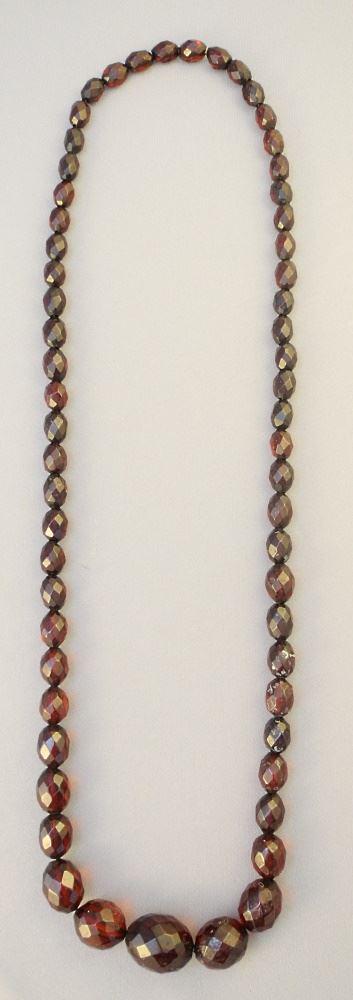 Faceted Graduated Cherry Amber Bead Necklace, 26" Length. (1 of 2)