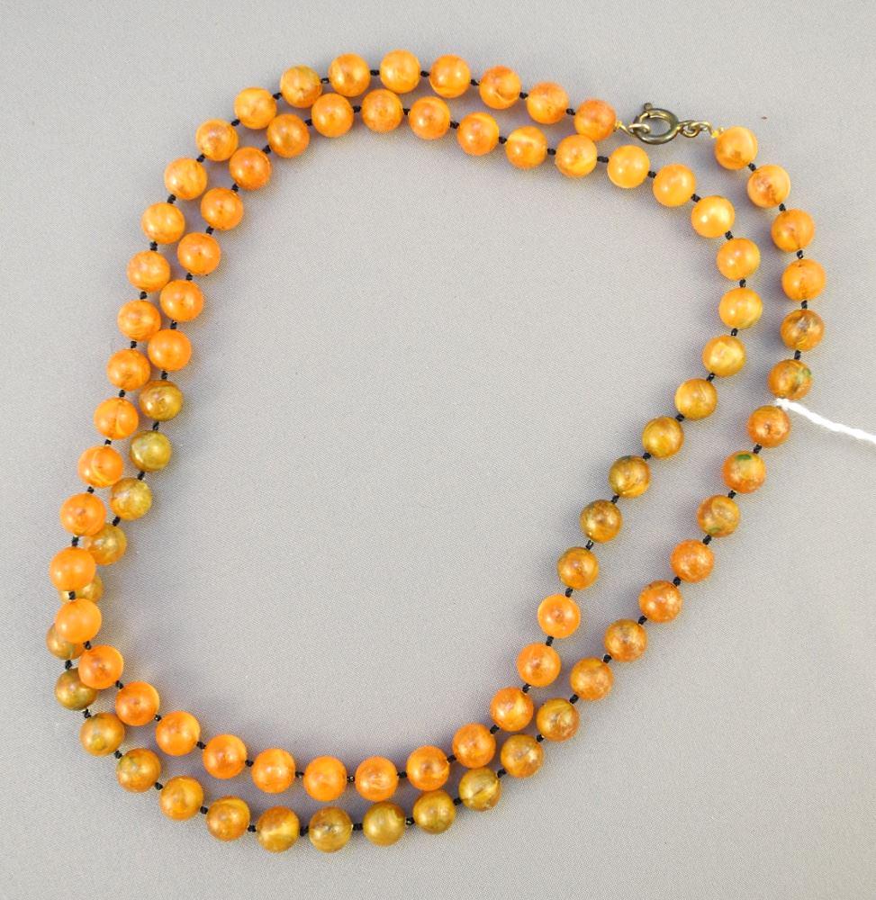 Baltic Amber Beaded Necklace, 32" Length. (1 of 2)