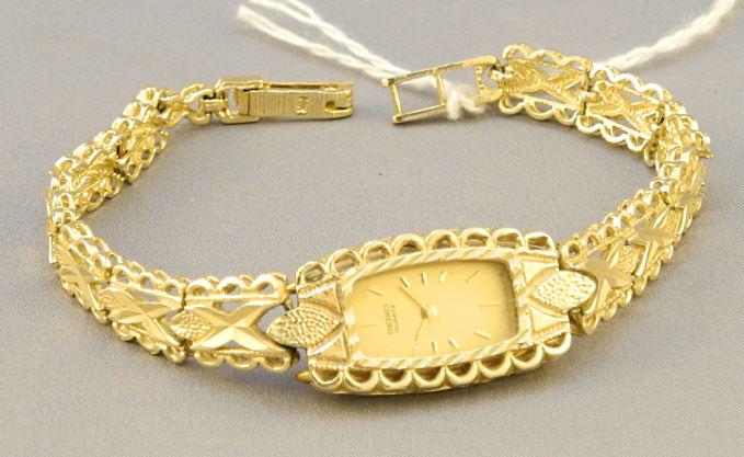 Seiko Ladies Watch Face with 14K (marked) Yellow Gold Strap, TW:18.97 Grams.: Seiko Ladies Watch Face with 14K (marked) Yellow Gold Strap, TW:18.97 Grams.