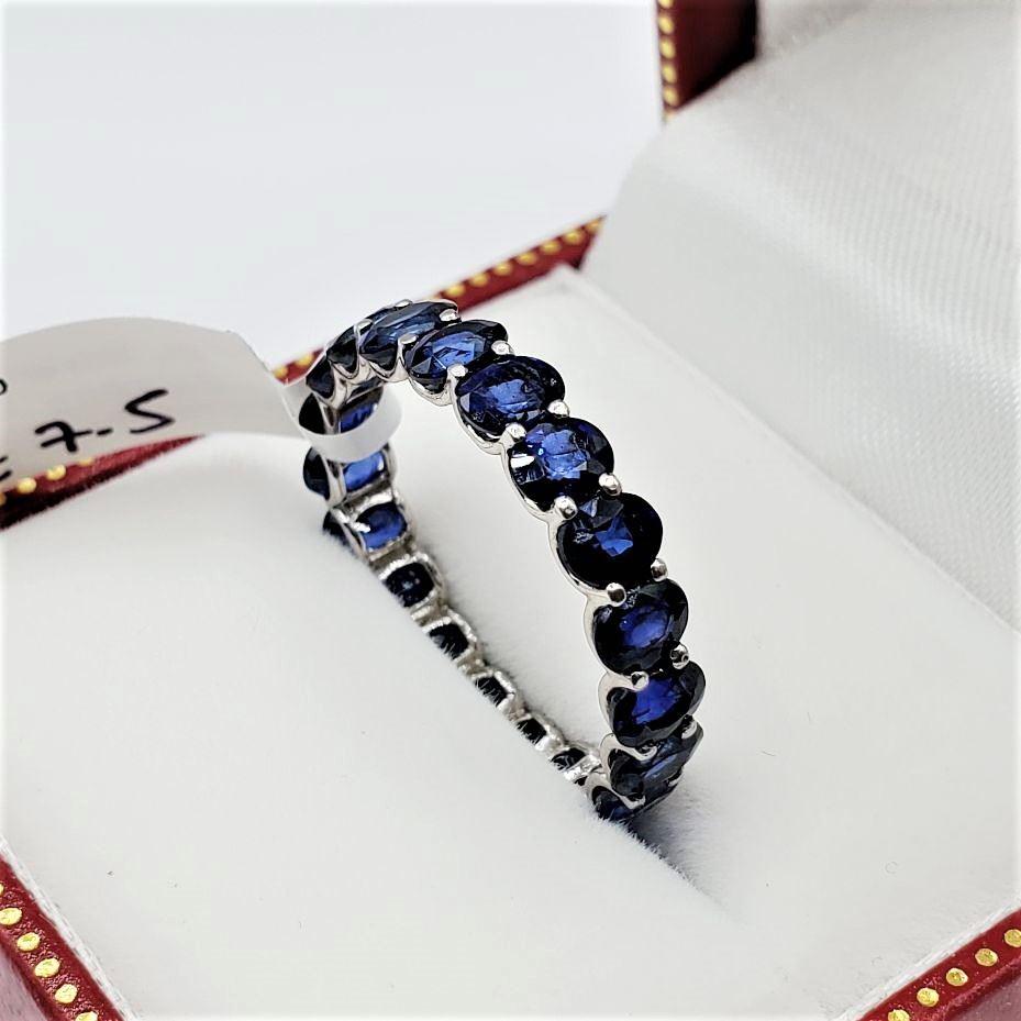 Sterling Silver & Sapphire Eternity Band, Sapphire TW:5.46Cts, Size 9. (1 of 5)