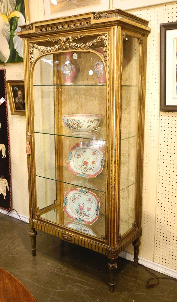 Louis XVI Giltwood Vitrine, 71 1/4" high. (1 of 8)