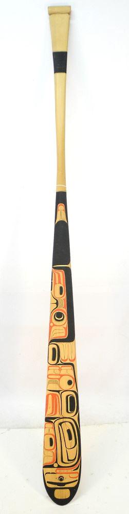 Northwest Coast Painted Paddle, Unsigned, 74 1/2". (1 of 6)