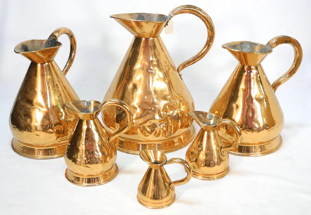 Collection of 6 English Copper Haystack Measures, 14 1/4" high. (1 of 6)