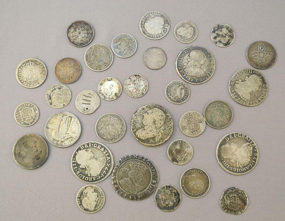 Lot of Antique Silver Coins: Reales/ Kopecks/ Francs/ USA/ Henry VII Civitas Cantor (1 of 4)