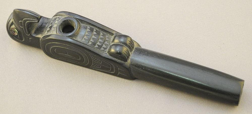Haida "Raven" Pipe Signed Glen Pollard, 6 1/2" Length. (1 of 10)