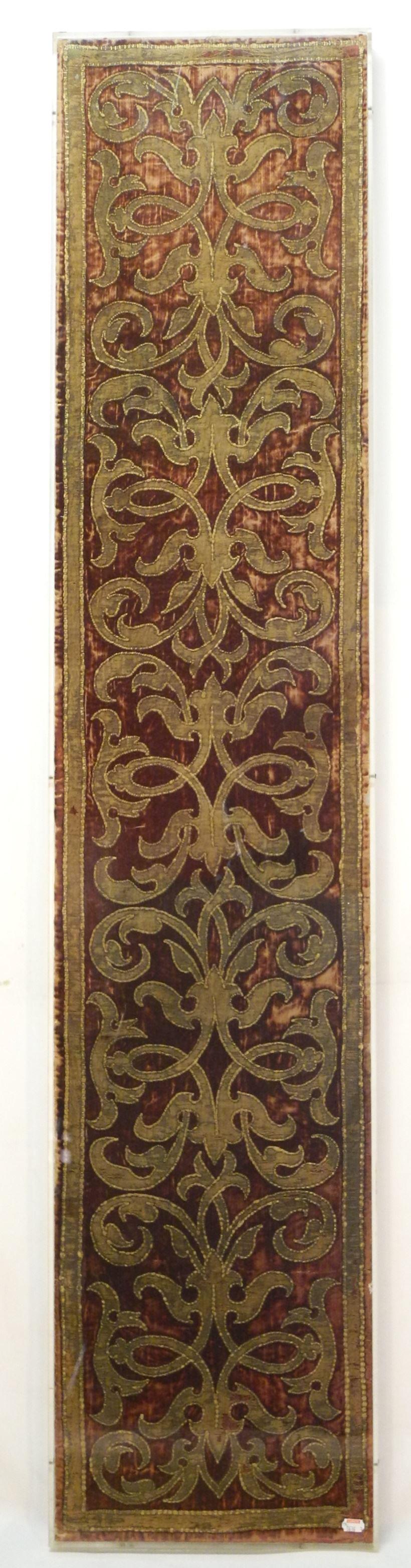 17th Century Italian Altar Cloth in Lucite Frame, 58 1/2" x 12 1/4". (1 of 7)