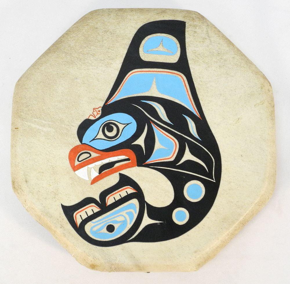 Hide Drum signed Charles McKay Lytton BC, 12 1/2" diameter. (1 of 1)