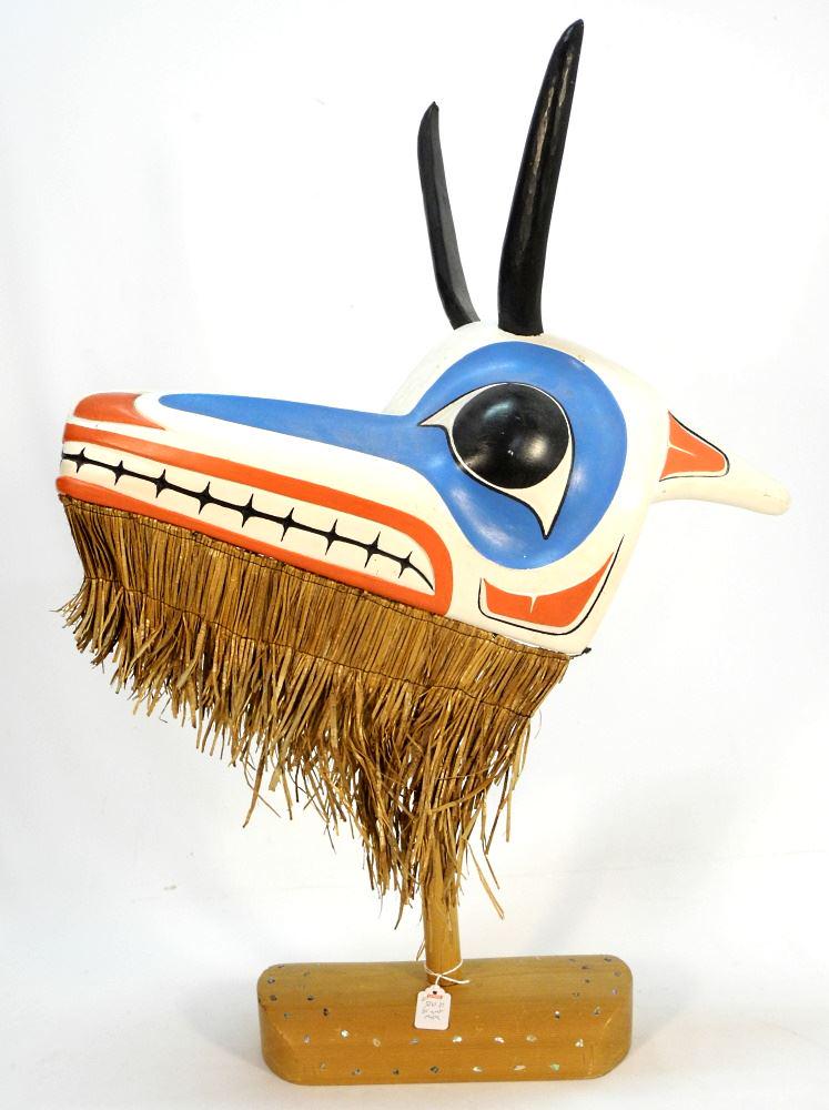 "Rocky Mountain Goat" Carving signed James Wade French (Carrier Nation), 22 1/2" length. (1 of 3)