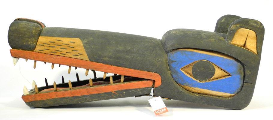 Nuu-Chah-Nulth Wolf Head Dress Signed Troy Hardy. (1 of 2)