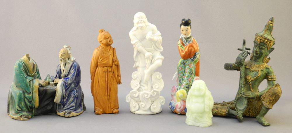 Collection of 6 Asian Figures, 6" high, Condition Noted. (1 of 2)
