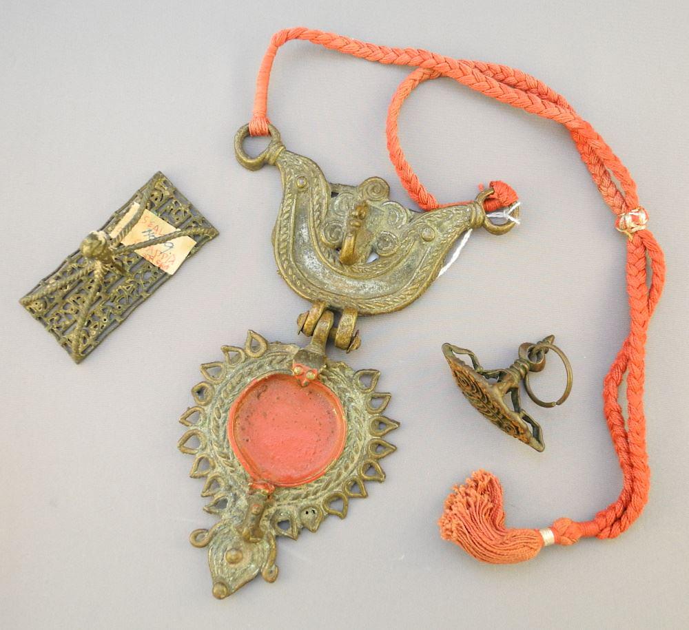 Tibetan Metal Pendant & 2 Metal Stamps.: Tibetan Metal Pendant & 2 Metal Stamps.