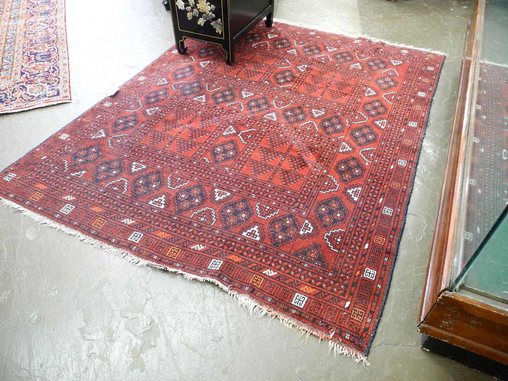 Wool Turkman Carpet, Approximately 6'5" x 4'10", As Found. (1 of 2)