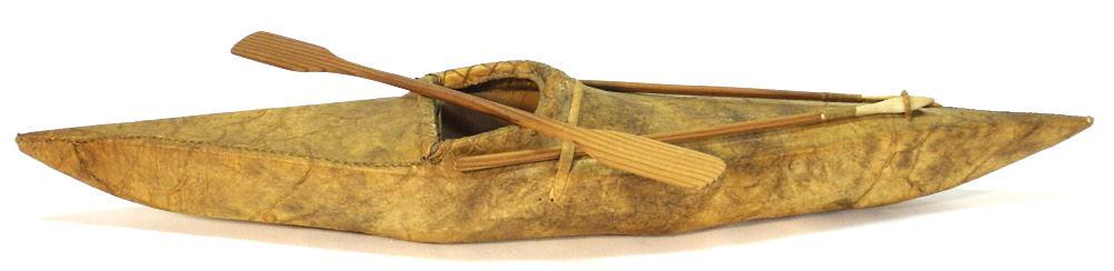 Inuit Model Kayak Signed with Tag Mark Kekerk, Gjoa Haven, 23/08/90, 31 1/2" Length. (1 of 9)