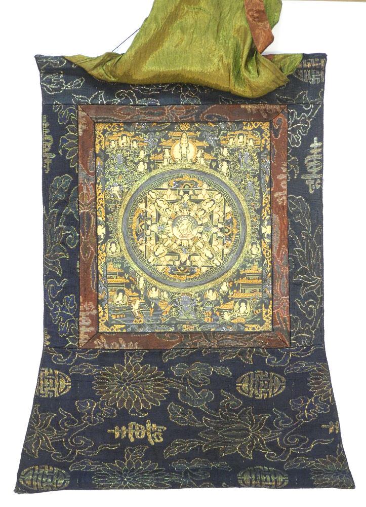 Tibetan Thangka, 25" High, Sight 12 1/4" x 10 1/4".: Tibetan Thangka, 25" High, Sight 12 1/4" x 10 1/4".