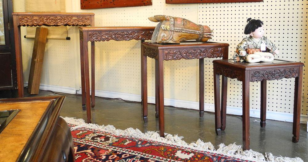 Set of 4 Chinese Rosewood Nesting Tables, 28" high. (1 of 6)