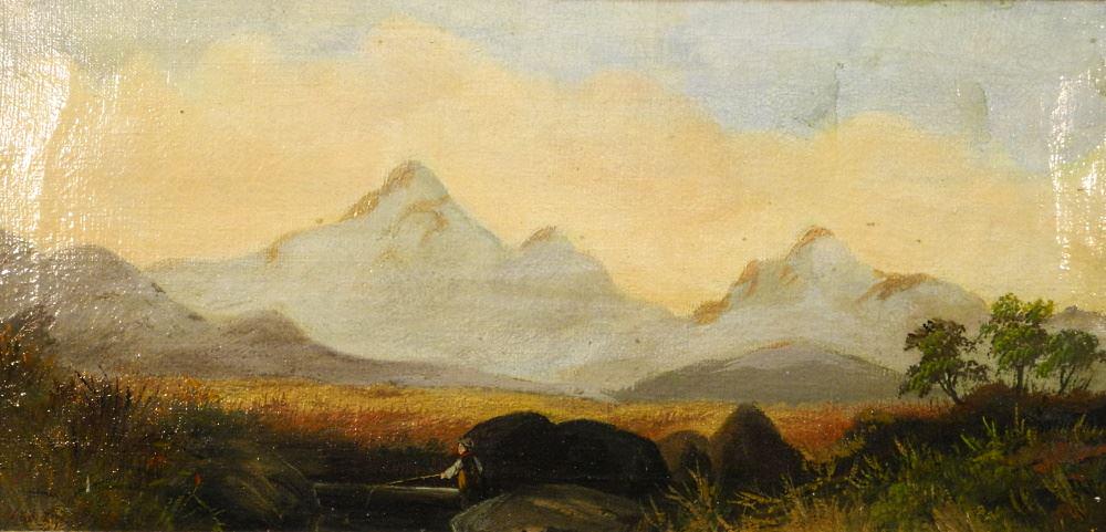 Oil On Canvas Signed Chas. Leslie, 12" x 24", "On the Ledr". (1 of 5)