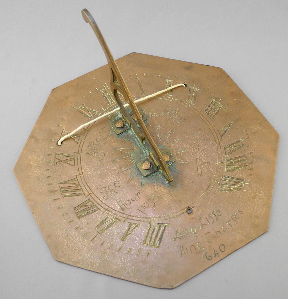Copper Sun Dial with Inscription, 10" Wide. (1 of 1)
