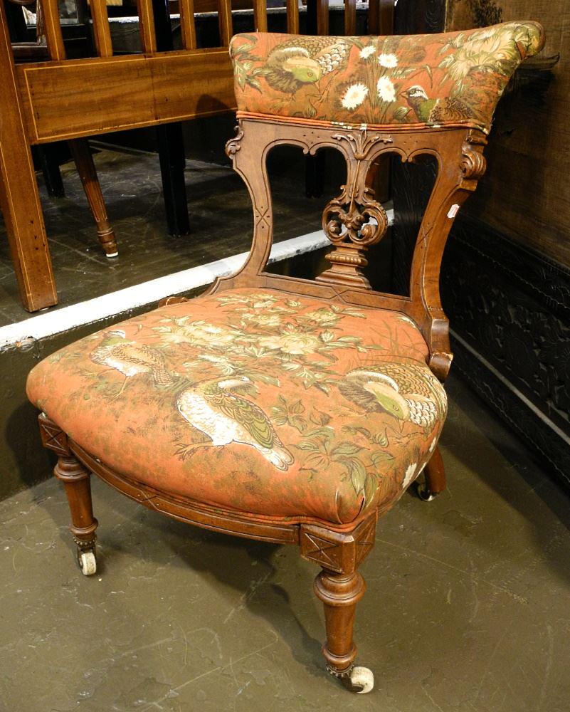 Eastlake Walnut Occasional Chair, 29 1/2" High.: Eastlake Walnut Occasional Chair, 29 1/2" High.