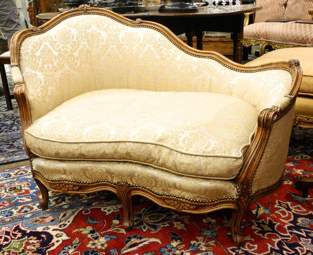 Miniature Fruitwood Settee, 44 1/2" wide. (1 of 4)