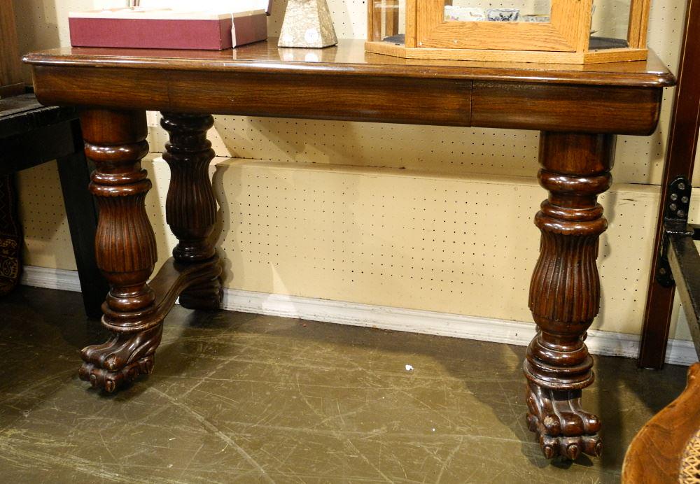 Reeded Baluster Paw-foot Console Table, 47" wide.: Reeded Baluster Paw-foot Console Table, 47" wide.