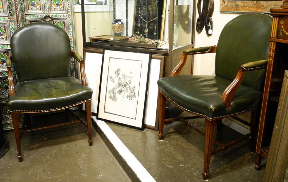 3 Green Upholstered Armchairs: 3 Green Upholstered Armchairs