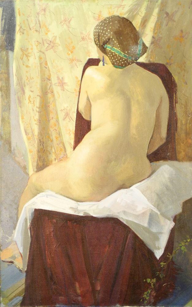 Oil on Canvas attributed to Jane Bond, 33 1/4" x 21 1/4", "Figural Study". (1 of 5)