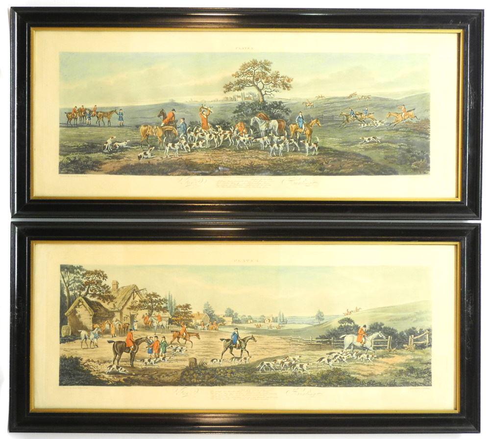 Set of 4 Lithographs, 10 1/4" x 29", "Fox Hunting". (1 of 2)