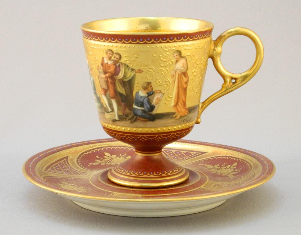 Royal Vienna Tea Cup & Saucer, 5" Diameter. (1 of 3)