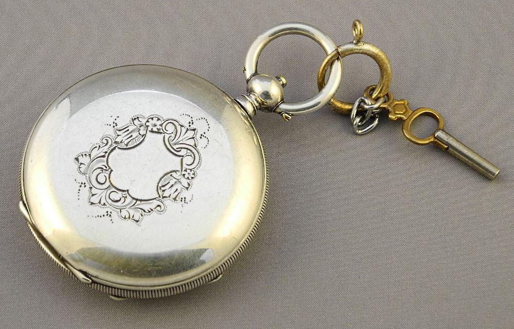 Georges Favre-Jacot Locle Silver Plated Pocket Watch, Recently Service, 2". (1 of 5)