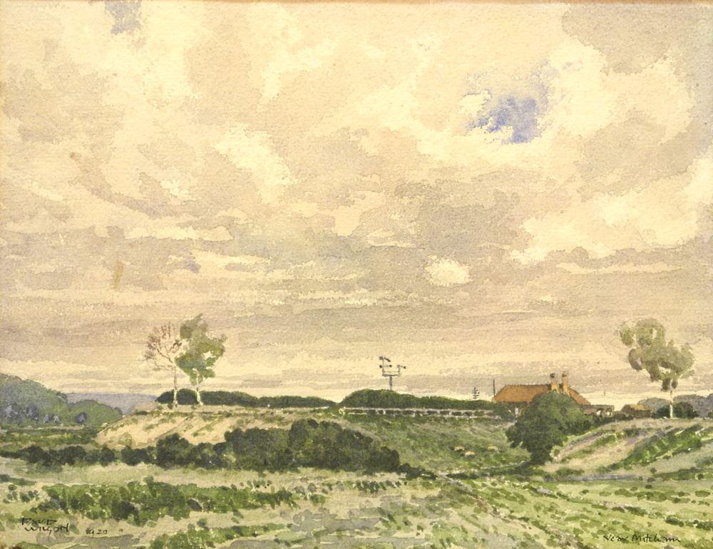 Watercolour signed David Wilson '20, 8 3/8" x 10 7/8", Untitled- Landscape. (1 of 4)