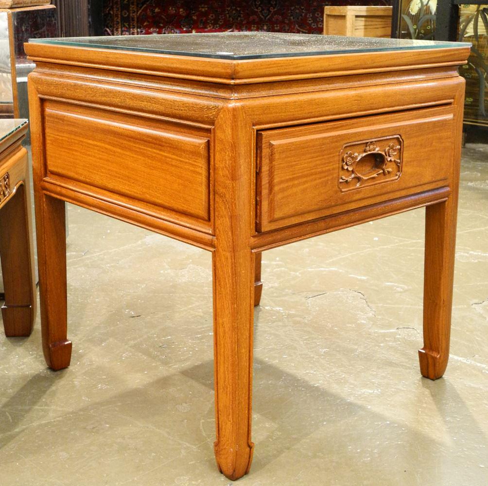 2 Chinese Teak End Tables, 22 1/2" High. (1 of 2)
