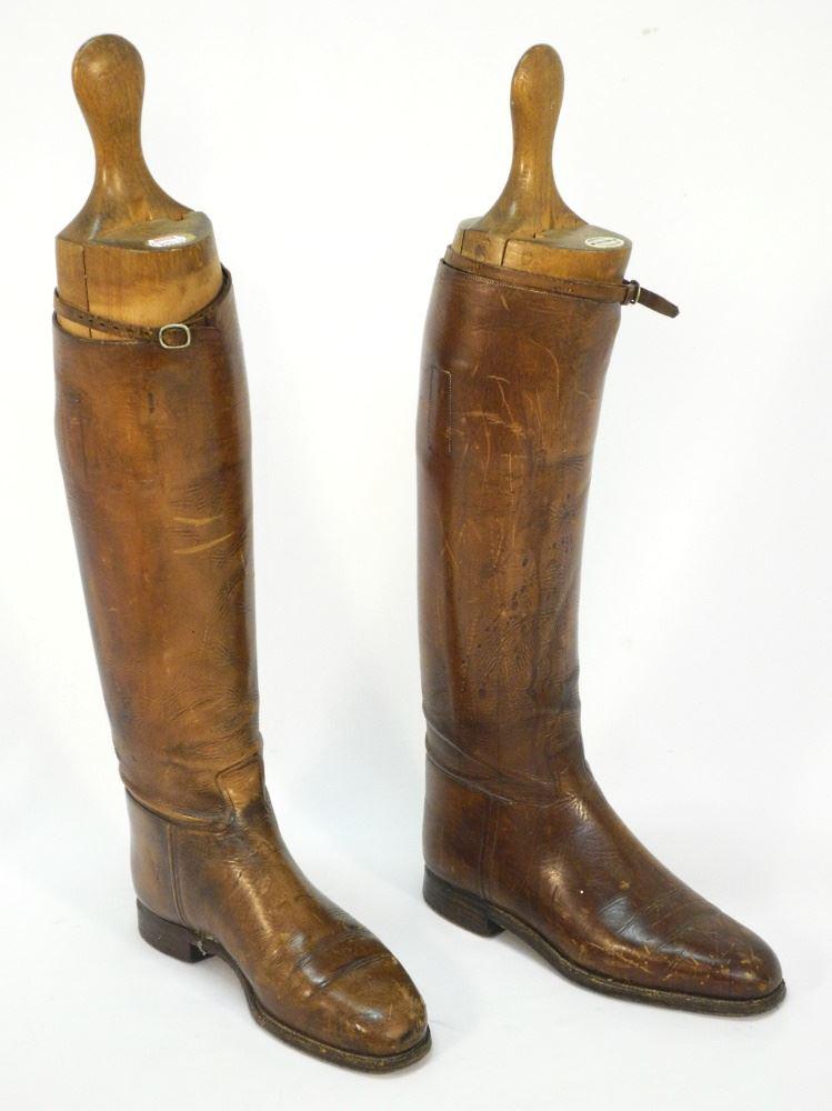 Pair of Ladies Riding Boots with Maxwell London Trees.: Pair of Ladies Riding Boots with Maxwell London Trees.