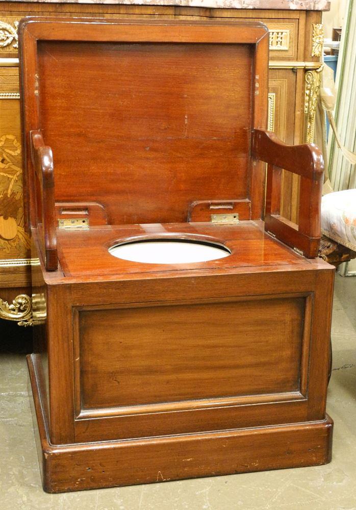19th Century Mahogany Commode with Pottery Liner.: 19th Century Mahogany Commode with Pottery Liner.