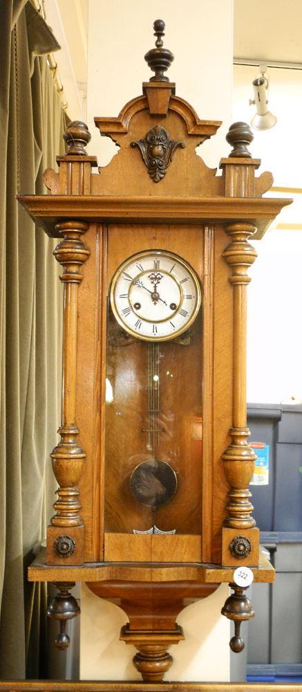 19th Century Walnut Wall Clock, 41 3/4" high. (1 of 4)
