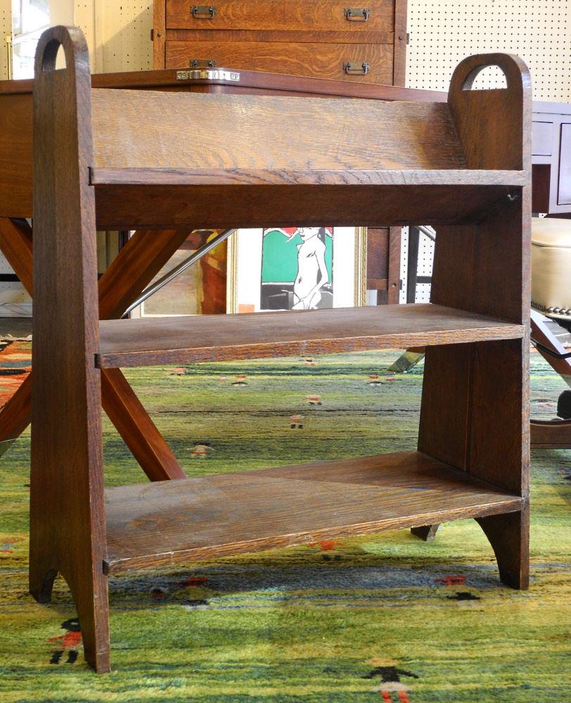 Arts & Crafts Oak Bookshelf, 31" High. (1 of 2)