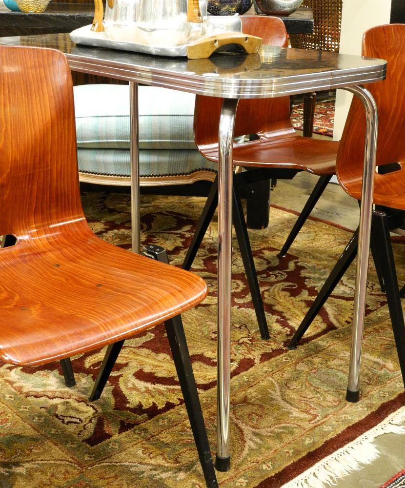 Vintage Black & Chrome Art Deco Occasional Table. (1 of 2)