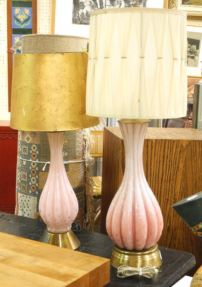 Near Pair of Pink Murano Glass Table Lamps. (1 of 2)