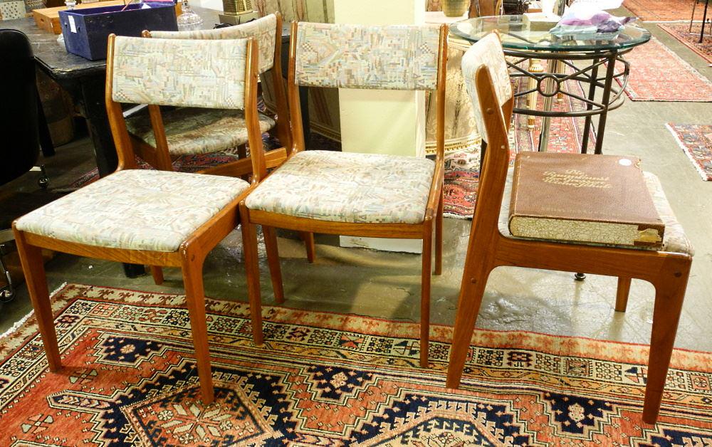 Set of 4 D-Scan Teak Dining Chairs. (1 of 3)