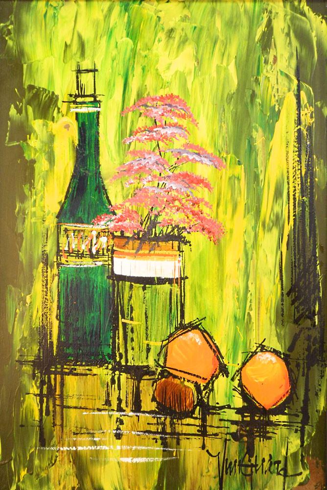 Acrylic on Board signed Van Guard, 29 1/2" x 19 1/2", "Still Life with Oranges". (1 of 4)