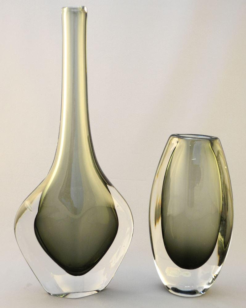 2 signed Orrefors Vases, 8" & 13 7/8" high, grazed shoulder noted. (1 of 3)