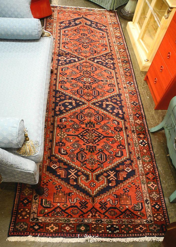 Hamedan Runner, Approximately 10'6" x 3'8". (1 of 2)
