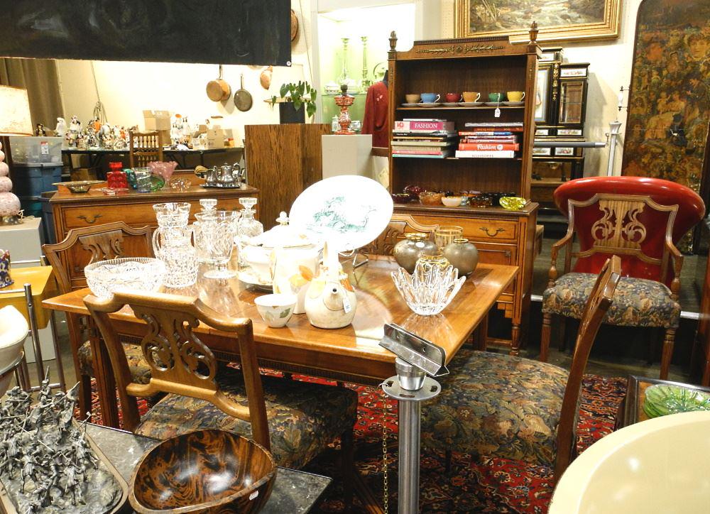 9 Pieces of Regency-Style Dining Room Suite: Table, 6 Chairs, Side- board, Side Cabinet, 6'2". (1 of 6)