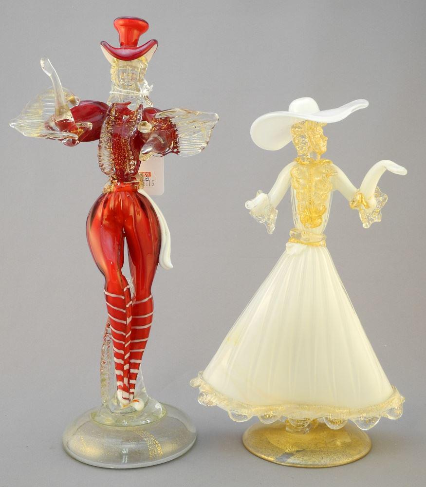 2 Murano Glass Dancing Figures 12" High. (1 of 2)