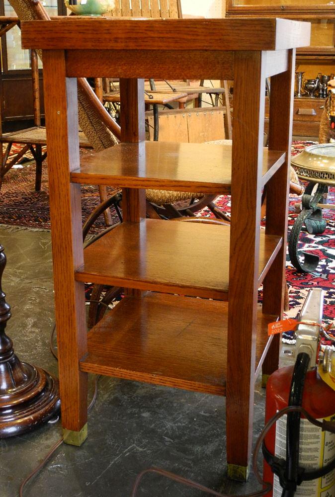 Oak Typewriter Stand, 30 5/8" High. (1 of 3)