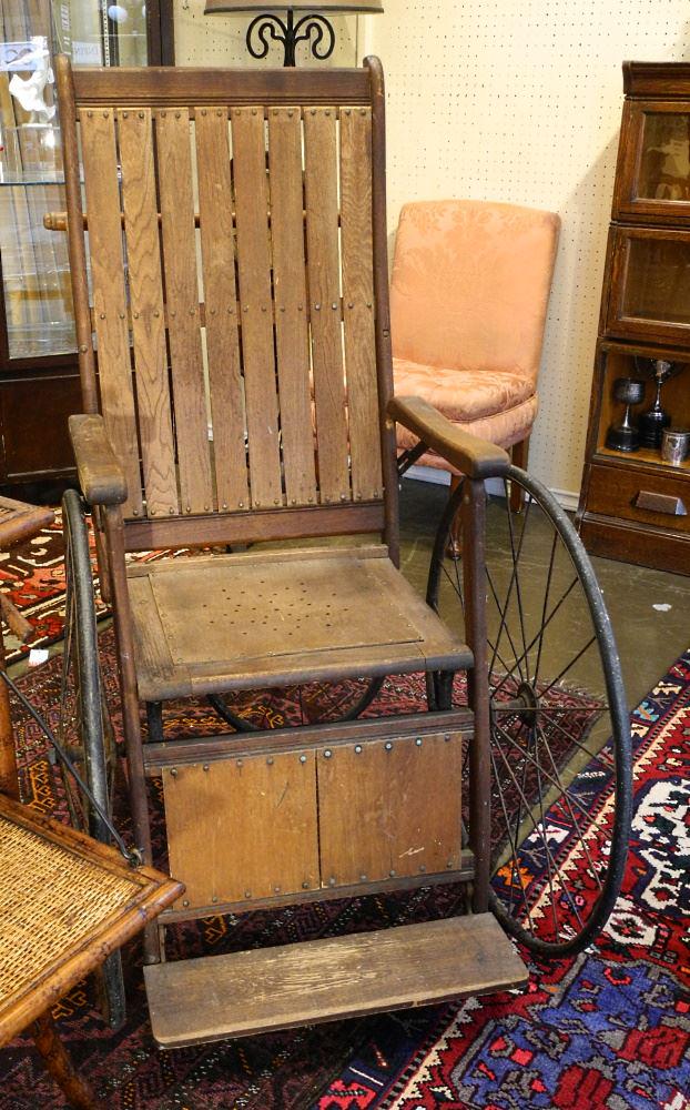 Antique Wheelchair, 49" High.: Antique Wheelchair, 49" High.