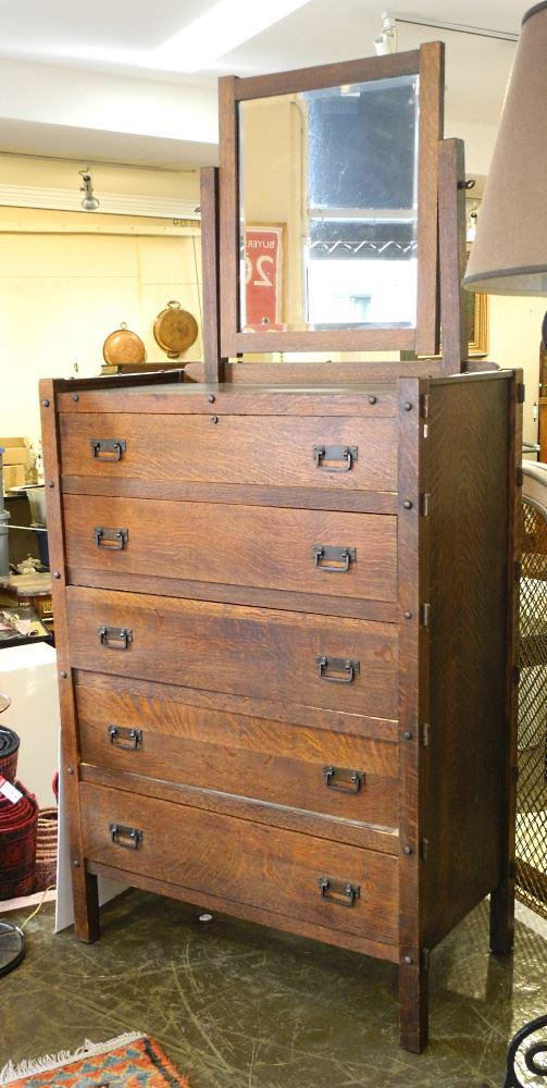 Cincinatti Shop of The Crafters Oak Tall Boy.: Cincinatti Shop of The Crafters Oak Tall Boy.