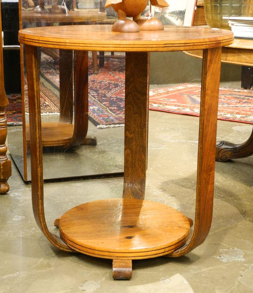 Art Deco Walnut Round End Table. (1 of 2)