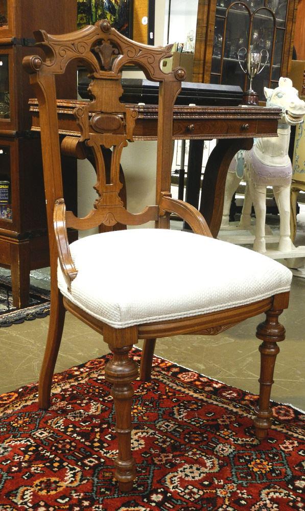 Eastlake Walnut Side Chair, 37 1/4" High.: Eastlake Walnut Side Chair, 37 1/4" High.