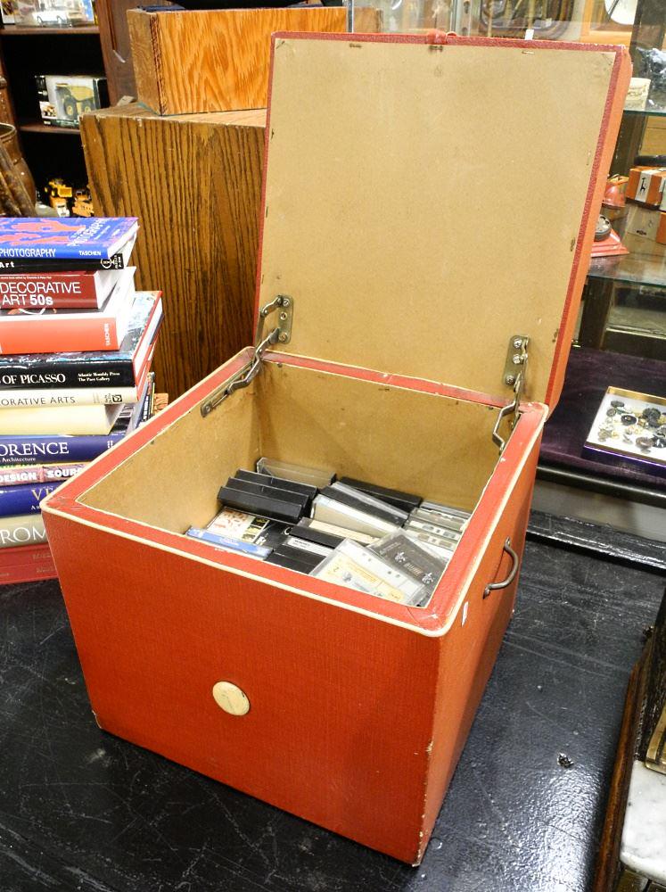 Vintage Record Storage Box Containing Cassette Tapes. (1 of 3)