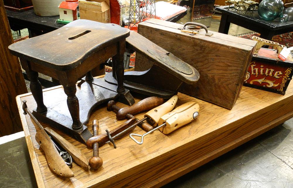 Collection of Cobblers Tools & Bench. (1 of 5)